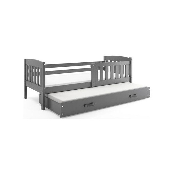 Dětská rozkládací postel s přistýlkou 2x 90x200 cm grafitově šedá, včetně matrací a roštů