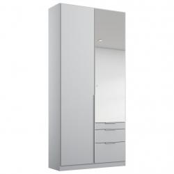Světle šedá šatníková skříň vysoká se zrcadlovými dveřmi a šuplíky 54x91x229 cm