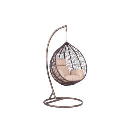 Levné závěsné houpací křeslo se stojanem hnědé do bytu / na balkon / na terasu, 198 cm