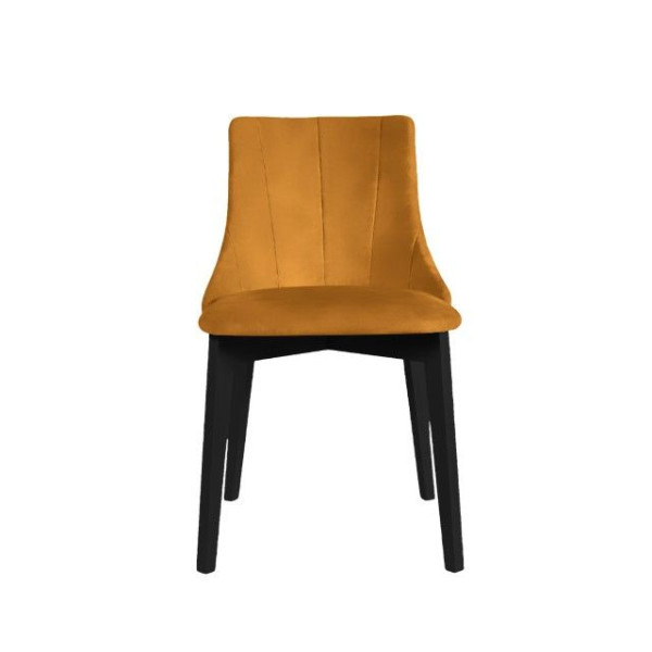 Moderní čalouněná jídelní židle s nízkým opěradlem černá / tmavě žlutá, vysoká nosnost