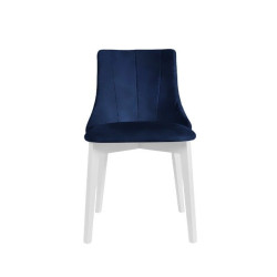 Vysokopevnostní čalouněná jídelní židle modrá + bílé nohy, měkké čalounění