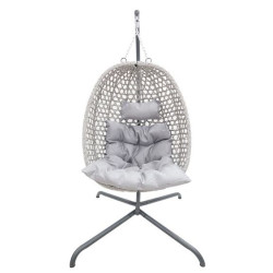 Ratanové závěsné houpací křeslo vajíčko se stojanem Strakoš ČR venkovní + vnitřní, šedé