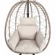 Levné závěsné houpací křeslo s konstrukcí béžové na terasu / balkon / do bytu