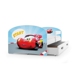 Dětská kompletní klučičí postel s roštem a matrací a šuplíkem cars (auta)