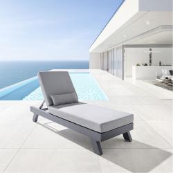 Luxusní designové lehátko na terasu / k bazénu, nastavitelné opěradlo, šedá / světle šedá