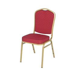 Pevná stohovatelná konferenční židle látkové čalounění, vysoká nosnost 200 kg, zlatá / tmavě červená
