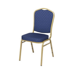 Pevná stohovatelná konferenční židle látkové čalounění, vysoká nosnost 200 kg, zlatá / tmavě modrá
