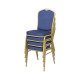 Pevná stohovatelná konferenční židle látkové čalounění, vysoká nosnost 200 kg, zlatá / tmavě modrá