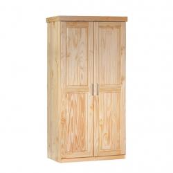 Dřevěná masivní skříň na oblečení v tradičním selském stylu, borovice přírodní, 55x95x190 cm