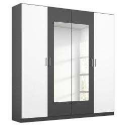 Ložnicová skříň na oblečení a šaty kombinovaná šedá / bílá, otočné dveře, 54x181x210 cm