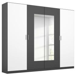 Ložnicová skříň na oblečení a šaty kombinovaná šedá / bílá, otočné dveře, 54x226x210 cm