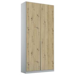 Jednoduchá šatní skříň s otočnými dveřmi šedá / dřevo 54x91x229 cm