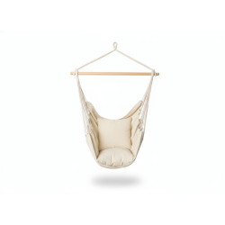 Levné látkové závěsné houpací křeslo béžové na zahradu / do bytu