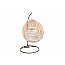 Levné relaxační závěsné houpací křeslo se stojanem světle hnědé venkovní + vnitřní