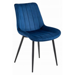 Sametová čalouněná židle modrá + černé nohy do pokoje / jídelny / kuchyně