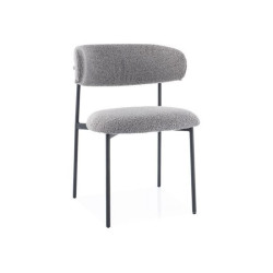 Kovová jídelní židle s čalouněným chlupatým sedákem a opěrkou, šedá