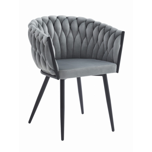 Designové jídelní křeslo se zakulaceným opěradlem šedé sametové