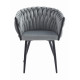 Designové jídelní křeslo se zakulaceným opěradlem šedé sametové