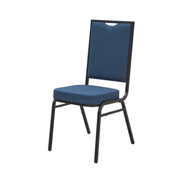 Pevná čalouněná konferenční židle nosnost 200 kg kov + textilie, modrá