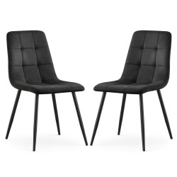 2x čalouněná židle černá látka velur sametová