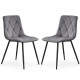 2x moderní měkce čalouněná jídelní židle ke stolu šedá, prošívaný látkový potah
