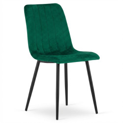Tmavě zelená čalouněná židle sametová s kovovým rámem a nohami, do 110 kg