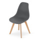 Skandinávská plastová židle s dřevěnými nohami šedá / hnědá