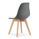 Skandinávská plastová židle s dřevěnými nohami šedá / hnědá