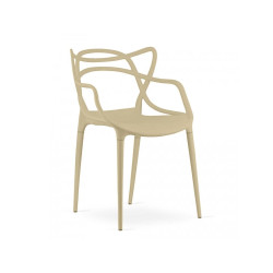 Béžová plastová designová židle ke stolu nosnost 120 kg, do kuchyně / jídelny / pokoje