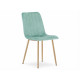 Mentolová sametová židle k jídelnímu stolu + dřevěné nohy