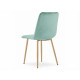Mentolová sametová židle k jídelnímu stolu + dřevěné nohy