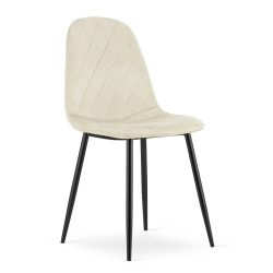 Kovová jídelní židle s čalouněným sedákem a opěradlem béžová sametová