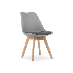 Plastová skandinávská židle šedá s dřevěnými nohami