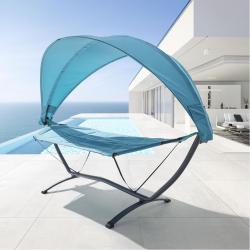 Luxusní designové relaxační lehátko se stříškou proti slunci na terasu / k bazénu, modré