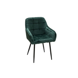 Židlekřeslo k jídelnímu stolu sametové tmavě zelené s područkami