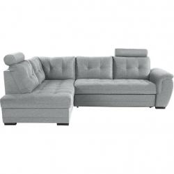 Rohový gauč do L moderního vzhledu světle šedý, rozkládací, úložný prostor