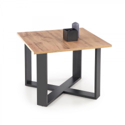 Malý čtvercový odkládací stolek dub wotan / černá 67x67x50 cm