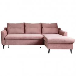 Starorůžová rohová relaxační pohovka s rozkladem na sezení a spaní, 90x225x80 cm