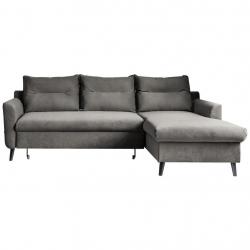 Tmavě šedá rohová relaxační pohovka s rozkladem na sezení a spaní, 90x225x80 cm