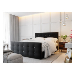 Luxusní manželská postel boxspring 180x200 cm čalouněná s prošíváním, s matrací a topperem, černá