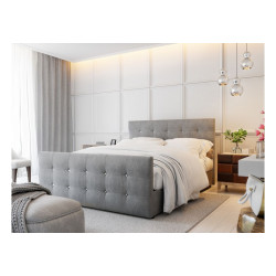 Luxusní manželská postel boxspring 180x200 cm čalouněná s prošíváním, s matrací a topperem, šedá