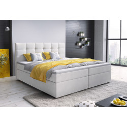 Kvalitní postel boxspring 180x200 cm komplet s matrací a topperem, krémová