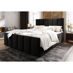 Kvalitní bytelná postel boxspring 180x200 cm černá s matrací a topperem