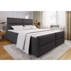 Moderní kontinentální postel boxspring manželská 180x200 cm tmavě šedá, s topperem