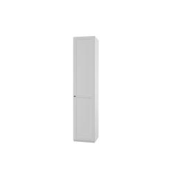 Bílá skříň vysoká úzká s policemi do ložnice / chodby / šatny, knoflíková úchytka, 45x234x58 cm