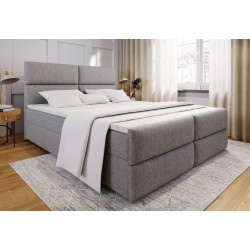 Kvalitní bytelná postel 180x200 boxspring šedá s vestavěnou matrací a topperem