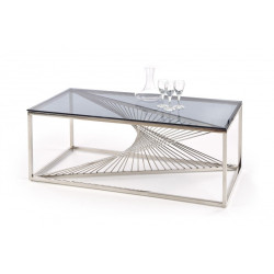 Luxusní konferenční stůl kov / kouřové sklo, obdélníkový, designový, 120x60x45 cm