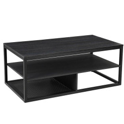 Černý obývací stolek s kovový rámem industriální 110x60x45 cm