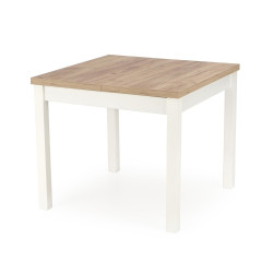 Malý rozkládací jídelní stůl čtvercový / obdélníkový, dub řemeslný / bílá, 90-125 cm