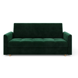 Tmavě zelená sametově čalouněná sedačka rovná látková prošívaná 215 cm